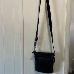 Black leather coach crossbody purse